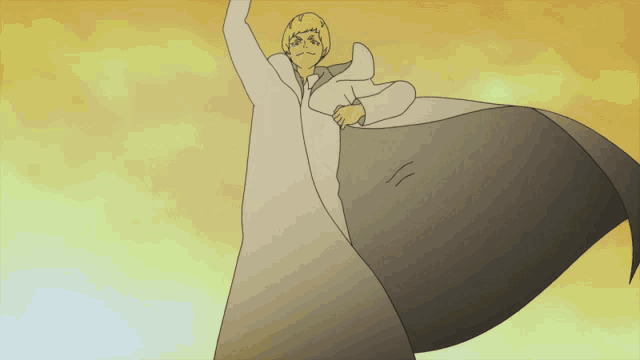 a cartoon drawing of a man with a cape