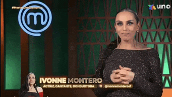 a woman named ivonne montero stands in front of a master chef logo