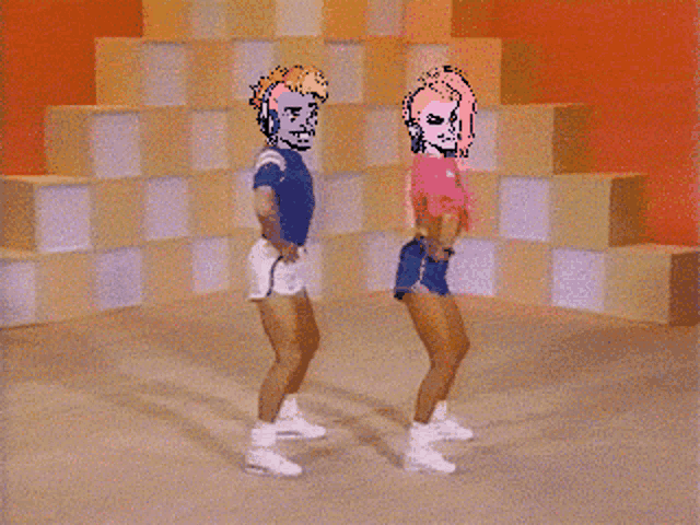 a man and a woman are dancing together in a room