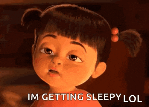 a cartoon girl from monsters inc is getting sleepy .