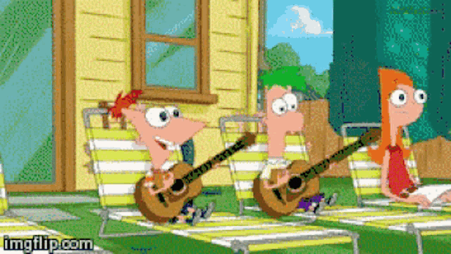 Phineas And Ferb Playing Guitar GIF - Phineas And Ferb Playing Guitar Fireside Girls GIFs
