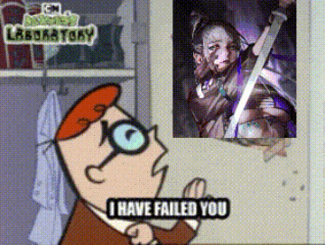 a cartoon character says i have failed you while looking at a picture