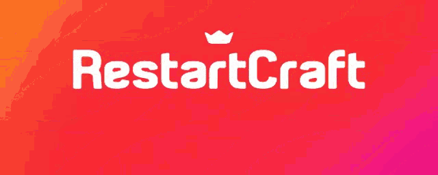 a logo for restartcraft with a crown on top