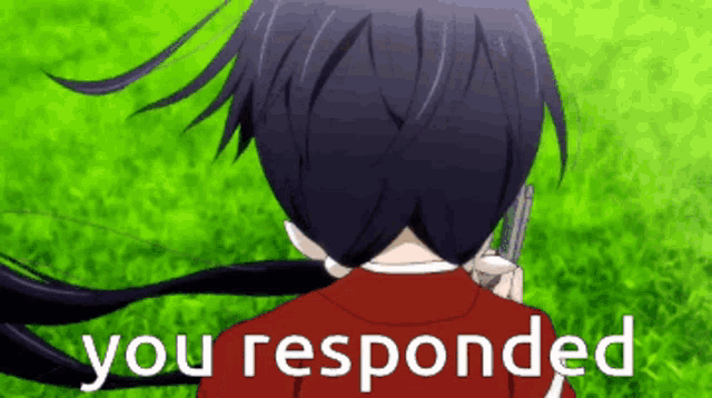 a picture of a girl holding a gun with the words you responded on the bottom