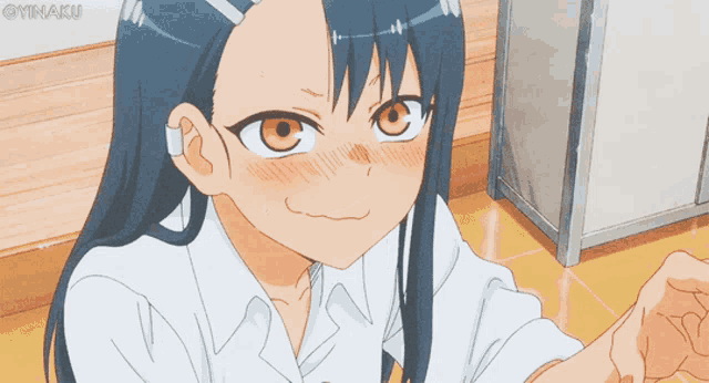 a close up of a girl 's face with the watermark oytnaku