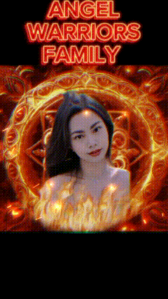 a poster for the angel warriors family features a woman in a circle of fire