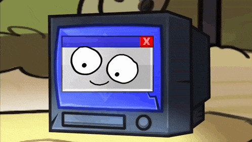 a computer monitor with an x on it