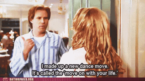 a man is talking to a woman who says i made up a new dance move