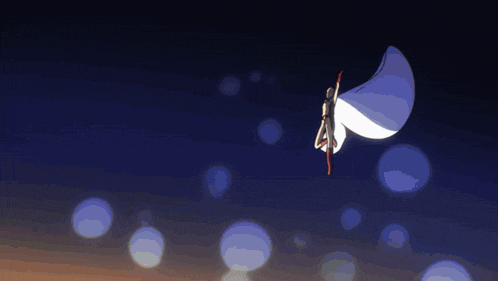 a cartoon character is flying through the air in front of a building