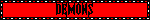 the word demons is on a red background with a black frame .