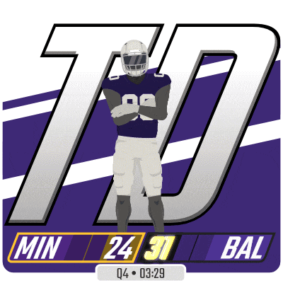 a football player in a purple uniform with the number 70