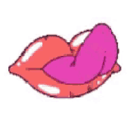 a cartoon drawing of a woman 's mouth with a pink tongue sticking out .