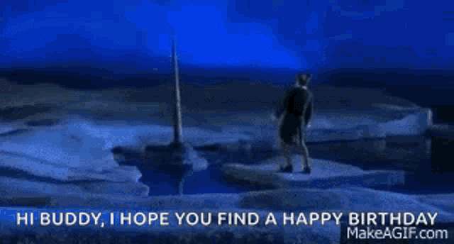 a dolphin is saying hi buddy , i hope you find a happy birthday