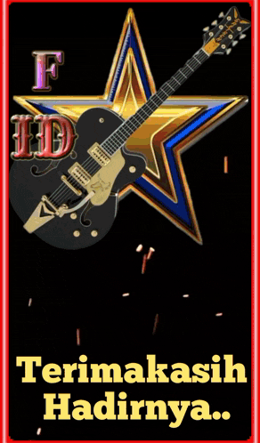 a poster with a guitar and a star with the letter f on it