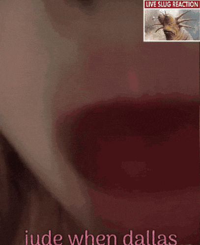 a close up of a woman 's face with the words jude when dallas