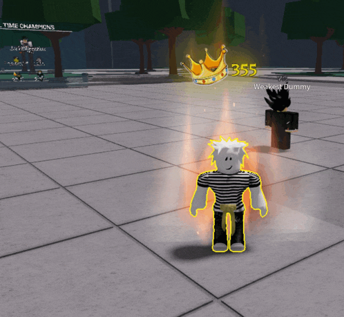 a screenshot of a video game shows a weaker dummy and a crown