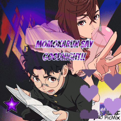 momokarunsay goodnight written on a picture of a boy and a girl