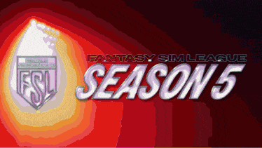 a poster for fantasy sim league season 5 with a logo