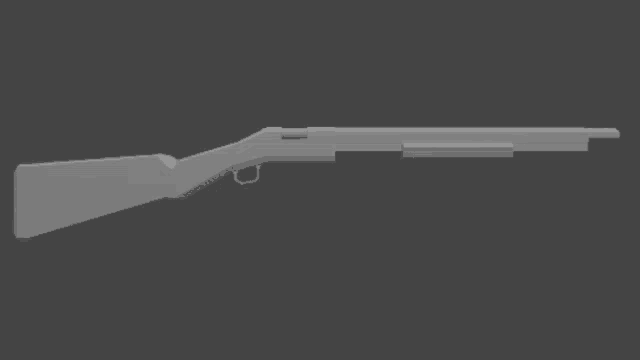 a 3d model of a rifle on a black background .