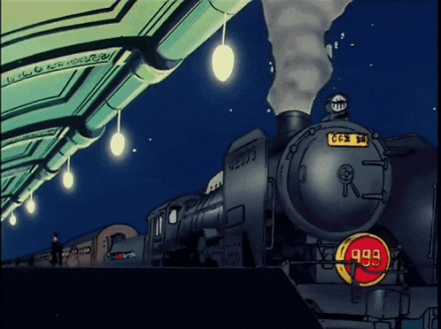 a cartoon drawing of a train with the number 999 on the side
