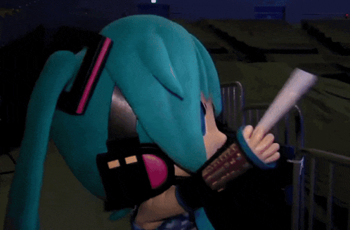 a doll with blue hair and blue eyes holds a piece of paper in her hand