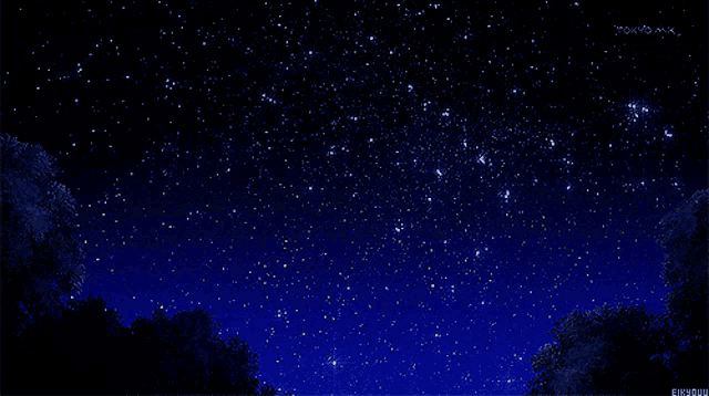 a night sky with a tokyo mx logo on the bottom