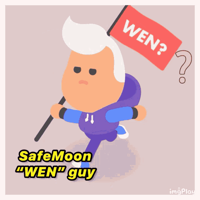 a cartoon of a man holding a sign that says wen