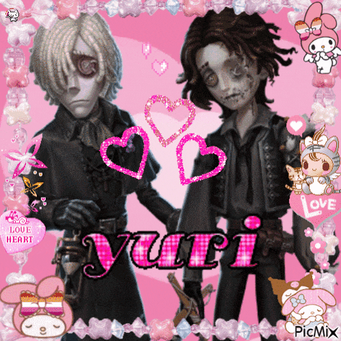 a picture of two boys with the name yuri in the middle