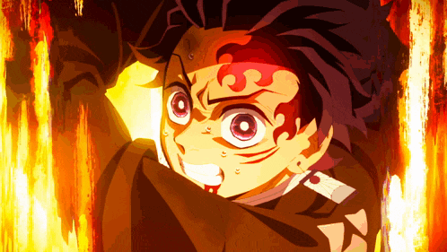 a close up of a person 's face with flames coming out of it