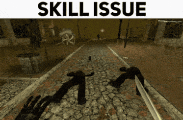 a screenshot of a video game with the words skill issue at the top