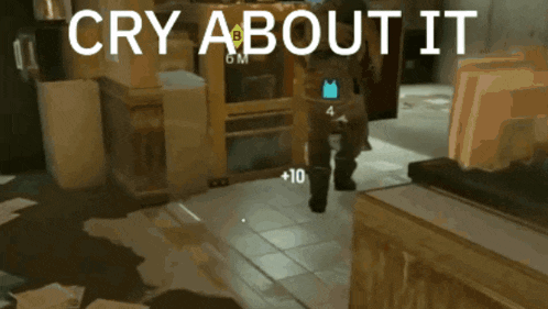 a screenshot of a video game with the words cry about it