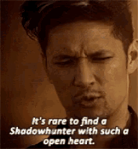 a man with a beard is talking about a shadowhunter with such an open heart .
