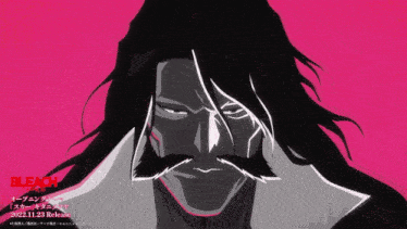 a poster for bleach shows a man with long hair