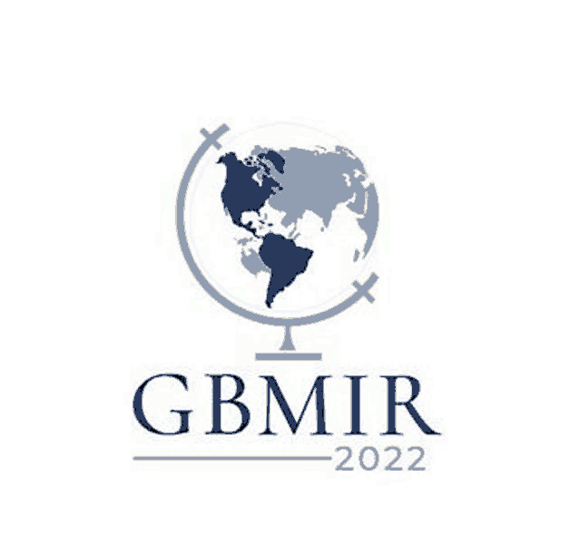a logo for gbmir 2022 with a globe in the middle of the logo .