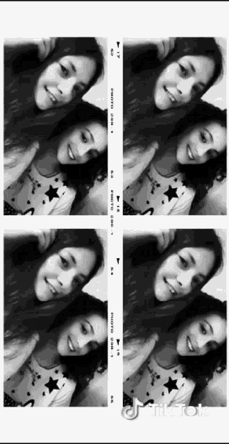 a black and white photo of two girls with tiktok written in the bottom right corner
