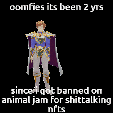 a picture of a video game character that says ' oomfies it 's been 2 yrs