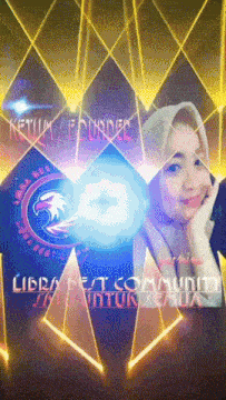 a woman is smiling in front of a sign that says ketua founder
