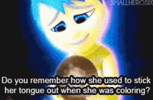 a picture of a cartoon character with a caption that says do you remember how she used to stick her tongue out