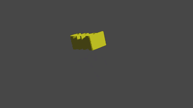 a 3d rendering of a yellow object on a gray background