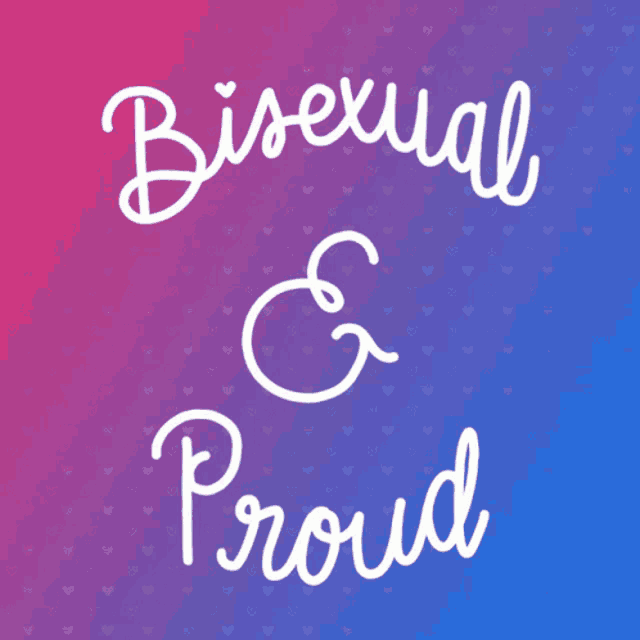a poster that says bisexual and proud on a purple background