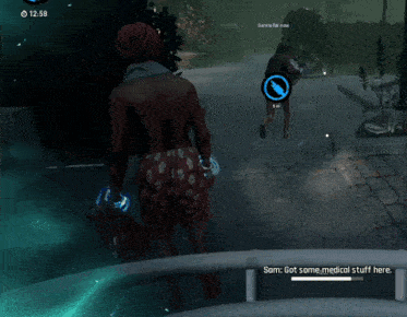 a screenshot of a video game shows a person holding a pink object and the word helmet on the bottom right