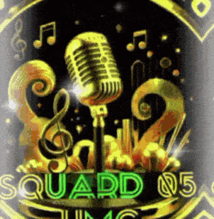 a picture of a microphone with the words squad 05 on it