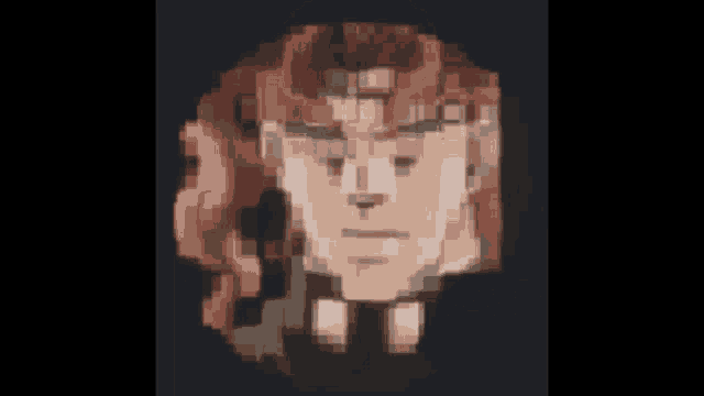 a pixelated drawing of a man with red hair