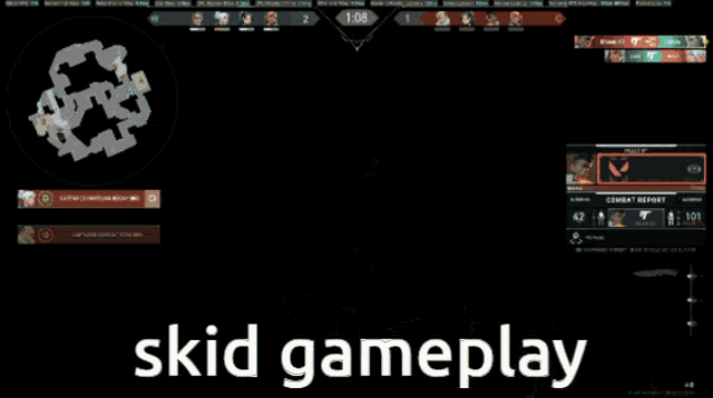 a screenshot of a video game with the words skid gameplay at the top