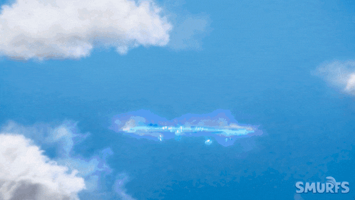 a group of smurfs are flying in the air