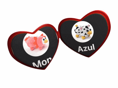 a pair of heart shaped sunglasses with the words mor and azul written on them