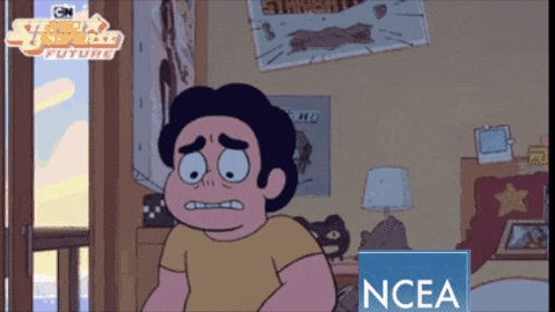 a cartoon of steven universe with a n cea logo in the corner
