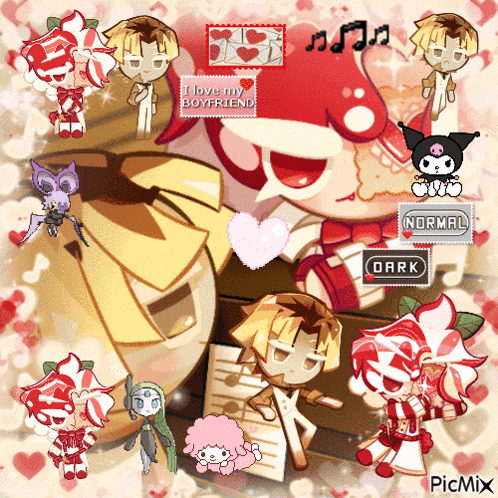 a collage of cartoon characters with the words " i love my boyfriend " on top