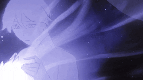 a drawing of a person with a purple background and stars