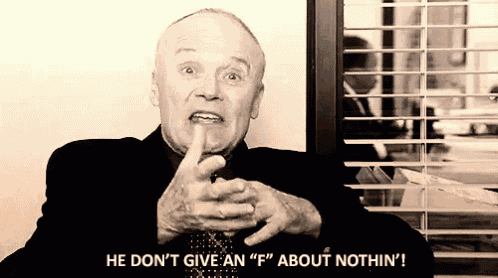 a man in a suit and tie says he does n't give an f about nothin '